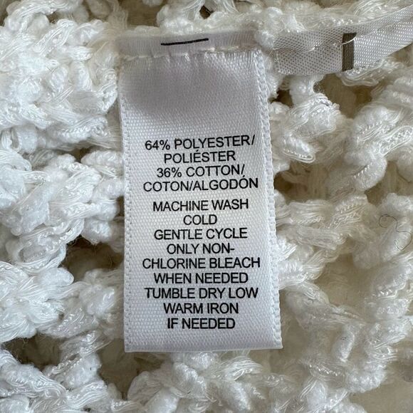 Lou & Grey White Open Knit Crochet Coverup Long Sleeves Tunic Top - Picture 10 of 11